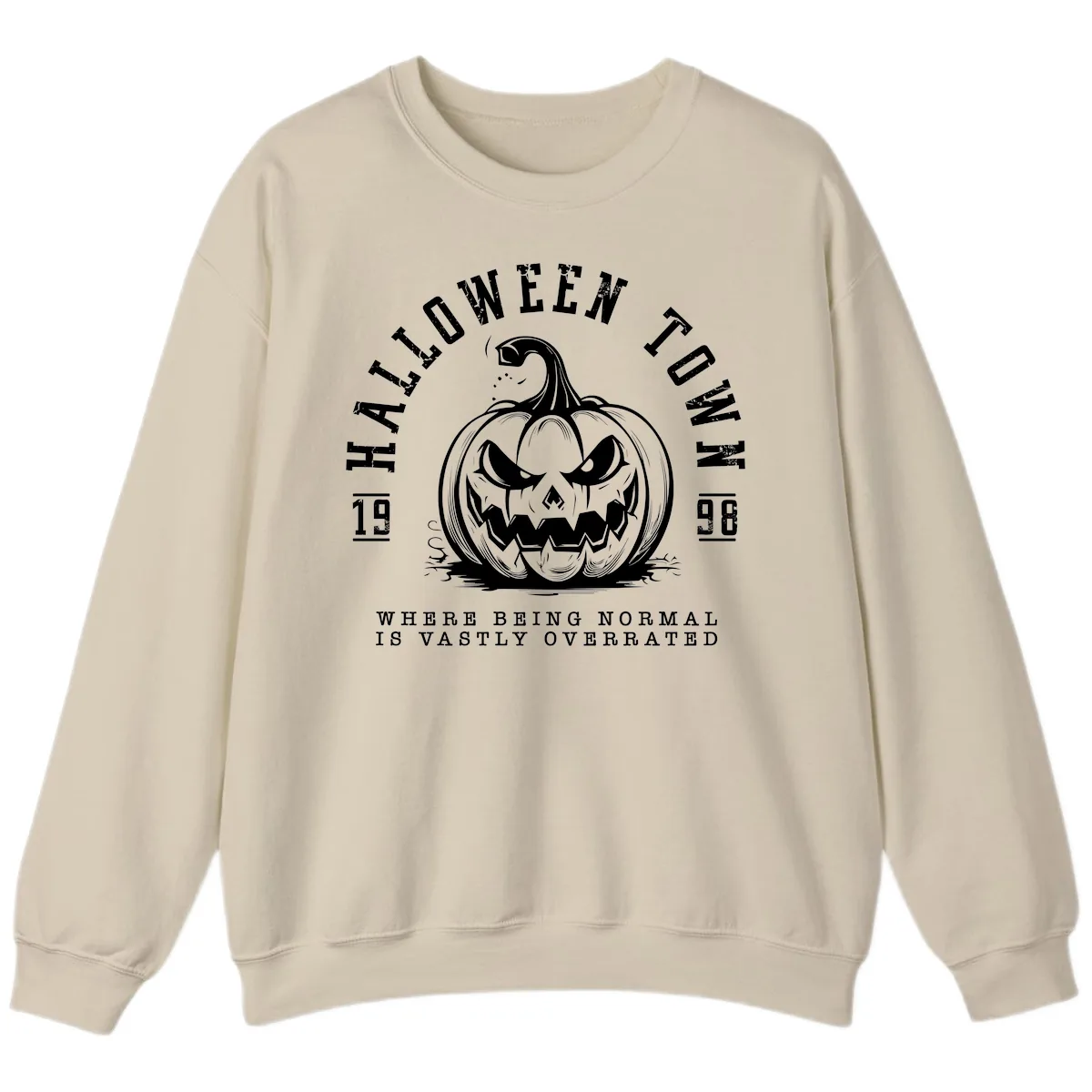 Halloween Town Spooky Pumpkin Design Sweatshirt in Sand