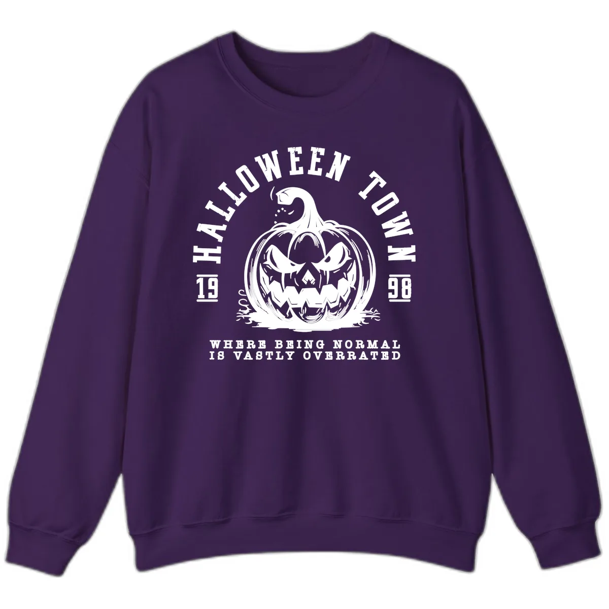 Halloween Town Spooky Pumpkin Design Sweatshirt in Purple