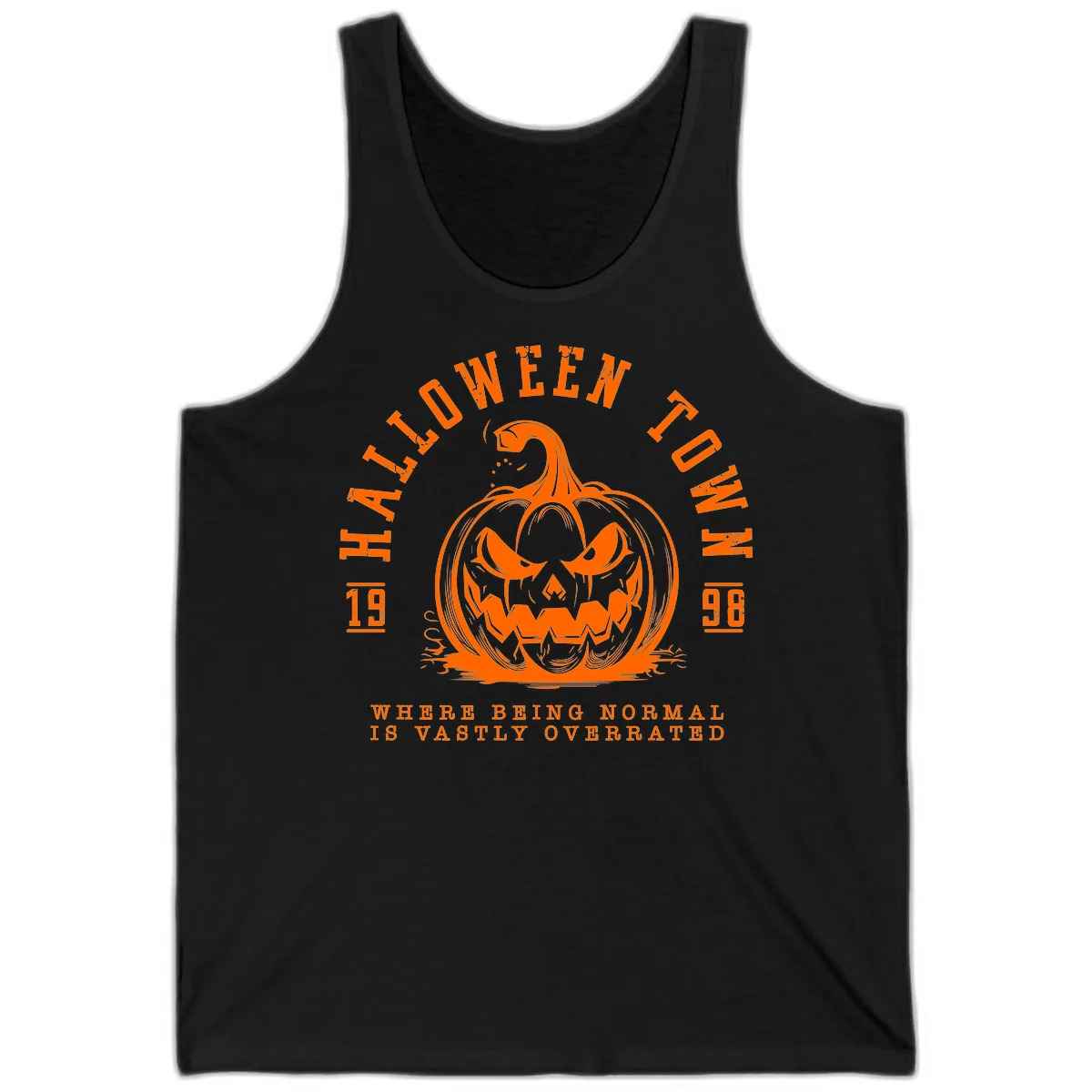Halloween Town Spooky Pumpkin Design Tank in Black