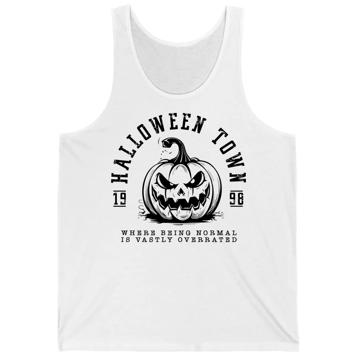 Halloween Town Spooky Pumpkin Design Tank in White