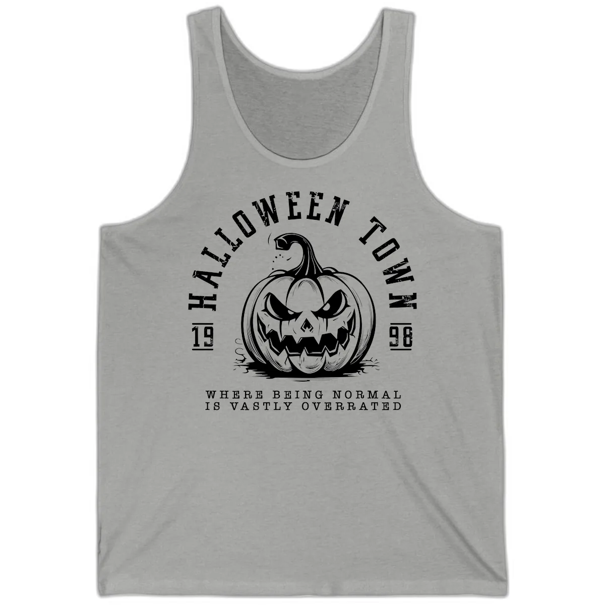 Halloween Town Spooky Pumpkin Design Tank in Athletic Heather