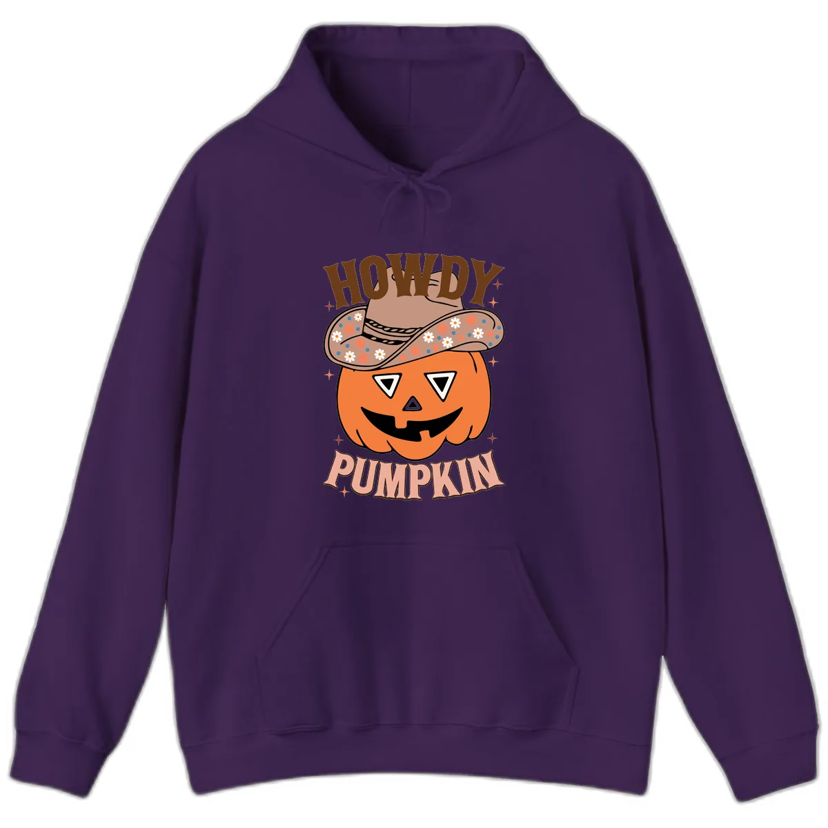 Howdy Pumpkin Cowboy Hat Hoodie in Purple