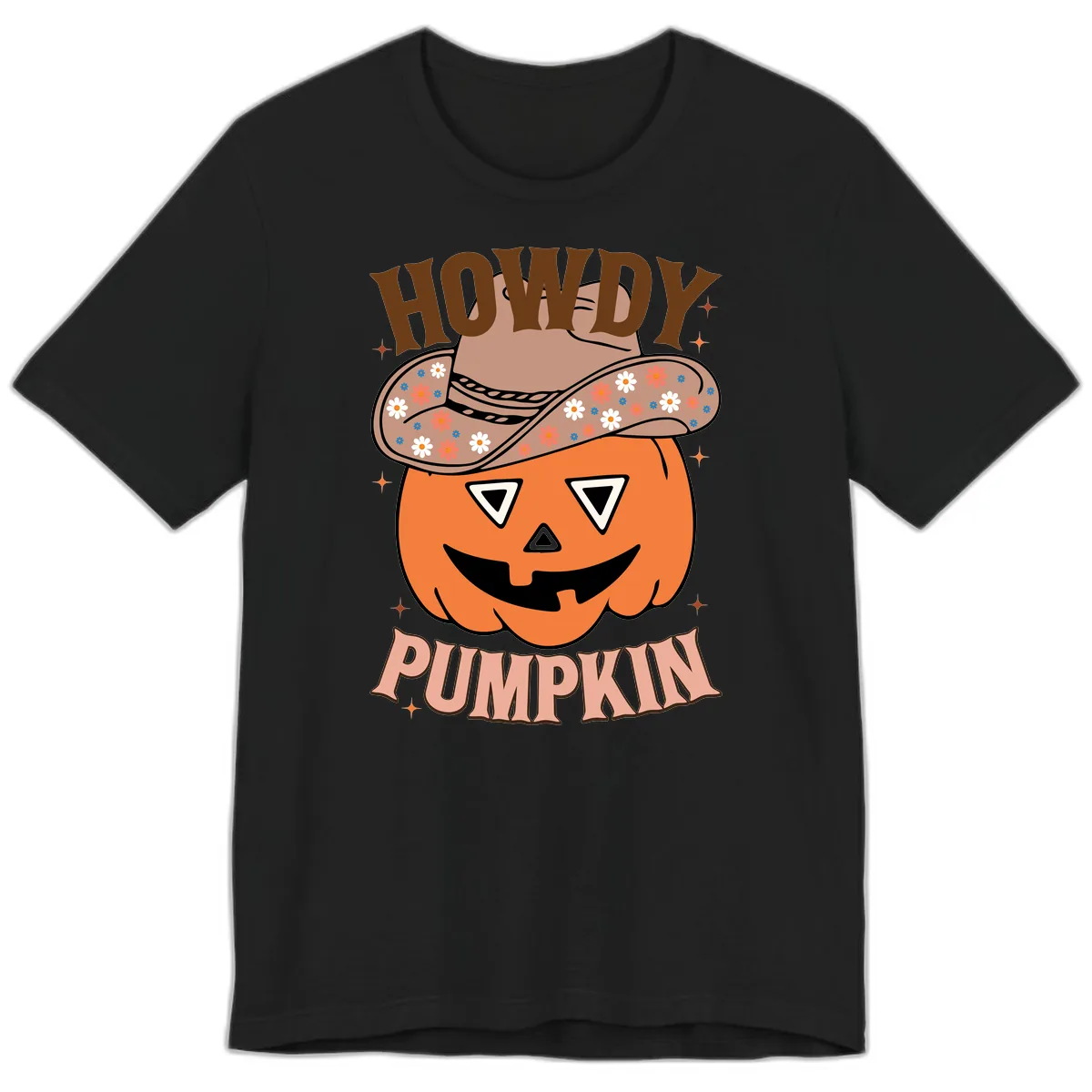 Howdy Pumpkin Cowboy Hat Premium T-Shirt in Black