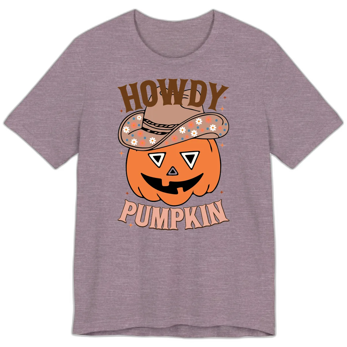 Howdy Pumpkin Cowboy Hat Premium T-Shirt in Heather Purple