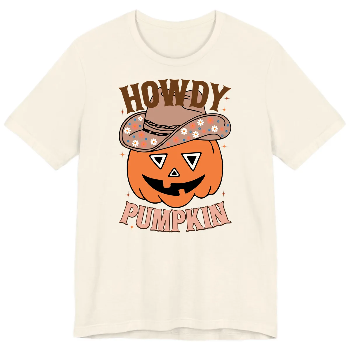 Howdy Pumpkin Cowboy Hat Premium T-Shirt in Natural
