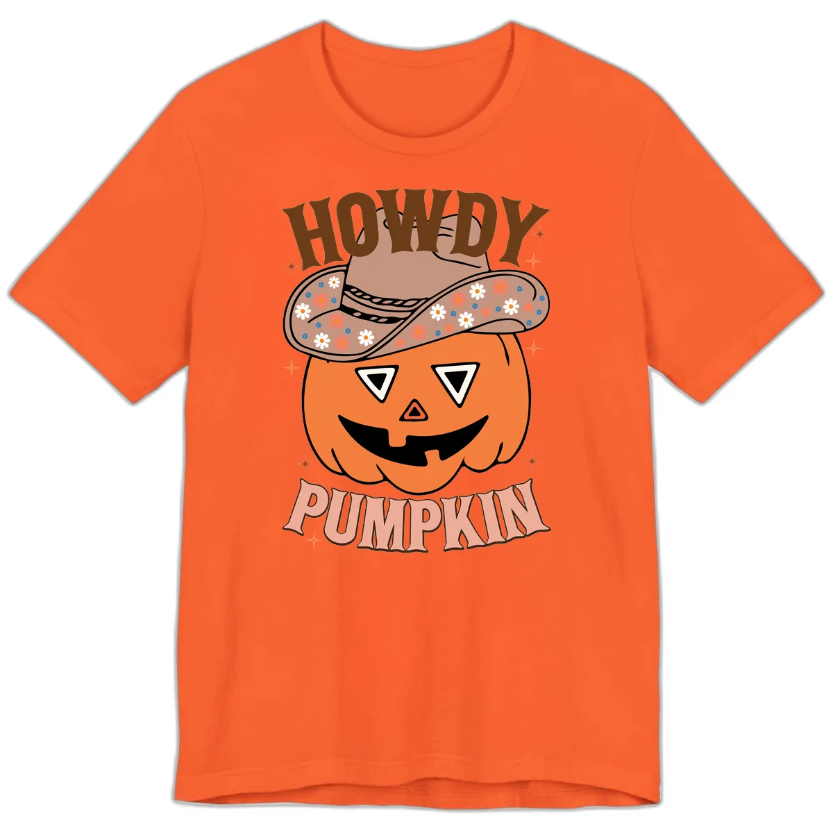 Howdy Pumpkin Cowboy Hat Premium T-Shirt in Orange