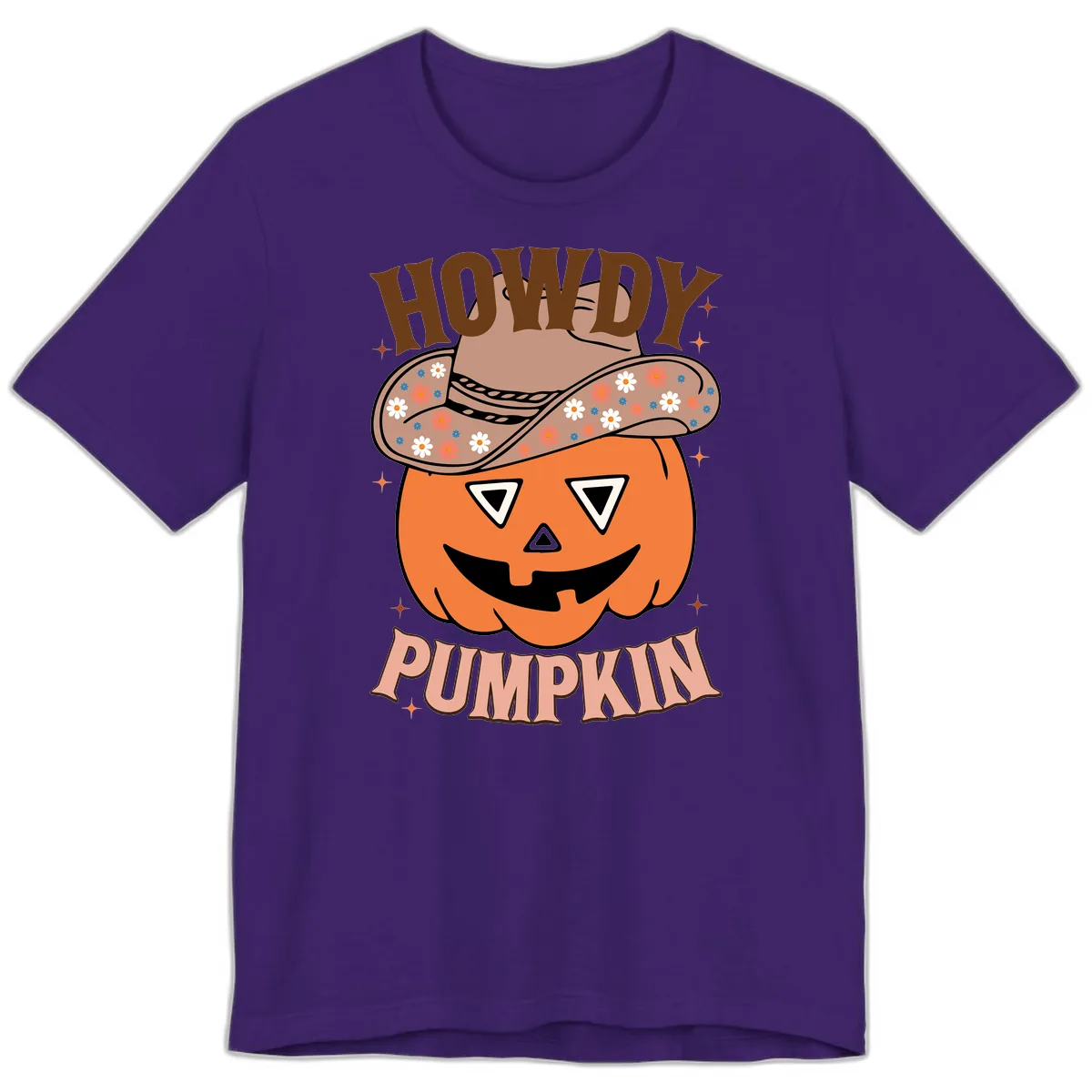 Howdy Pumpkin Cowboy Hat Premium T-Shirt in Team Purple