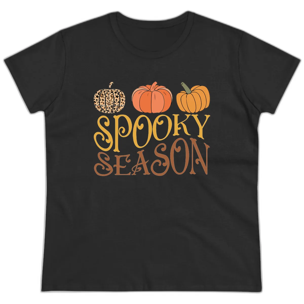 Spooky Season Pumpkin Patch Ladies Tee in Black