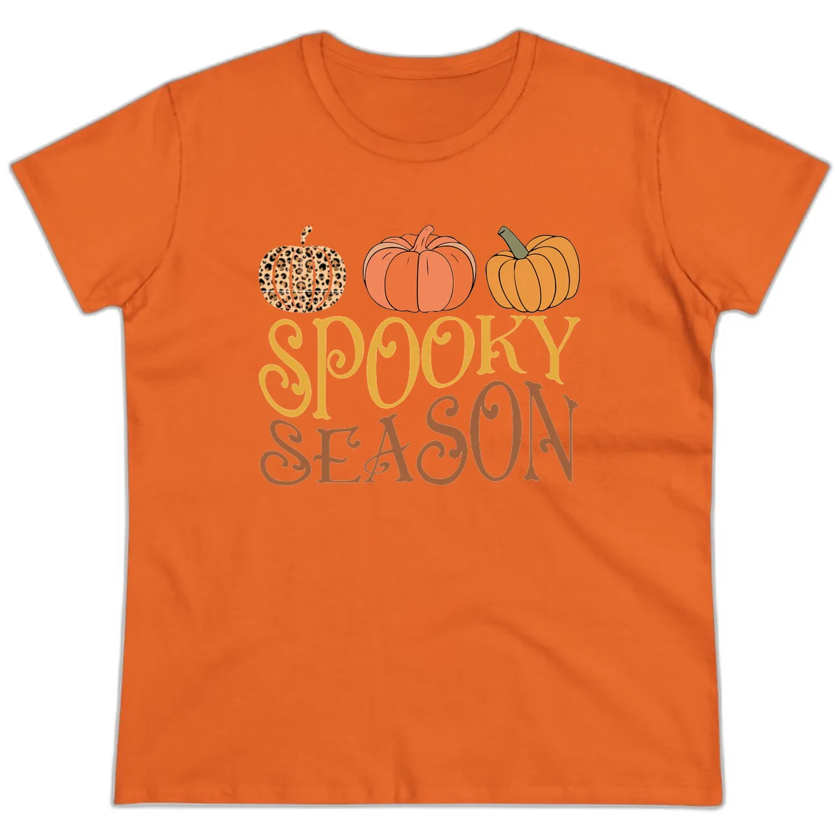 Spooky Season Pumpkin Patch Ladies Tee in Orange