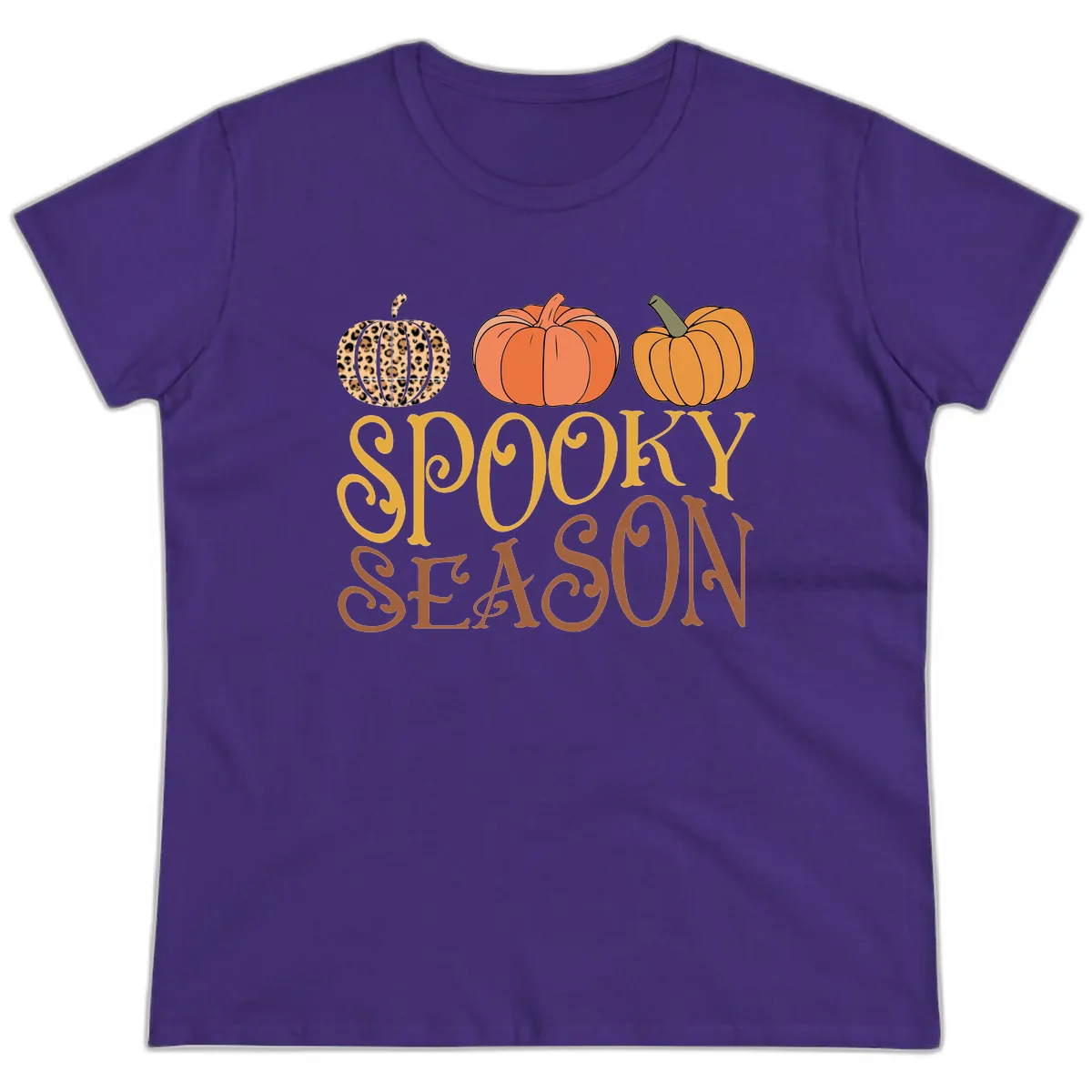 Spooky Season Pumpkin Patch Ladies Tee in Purple