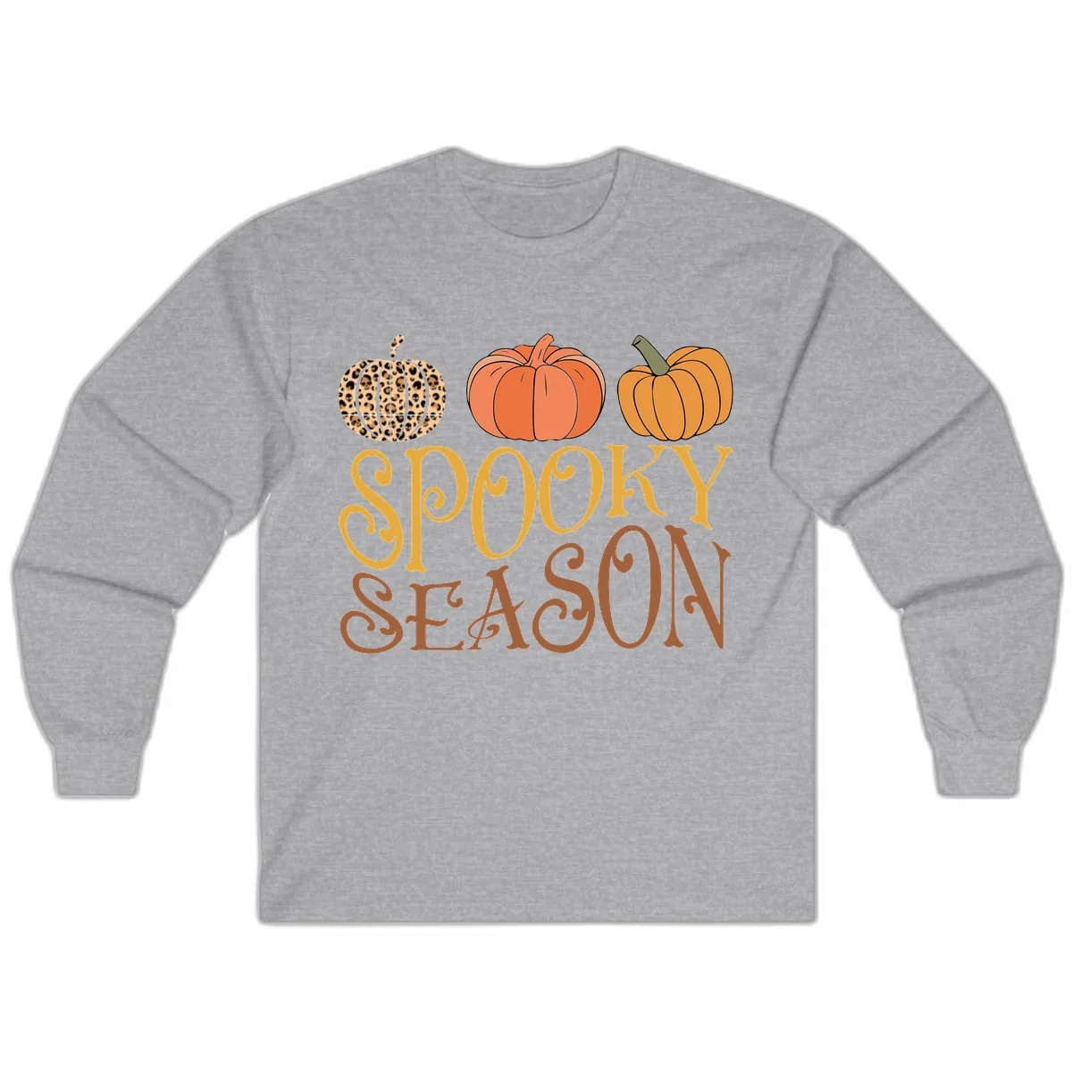 Spooky Season Pumpkin Patch Long Sleeve in Sport Grey