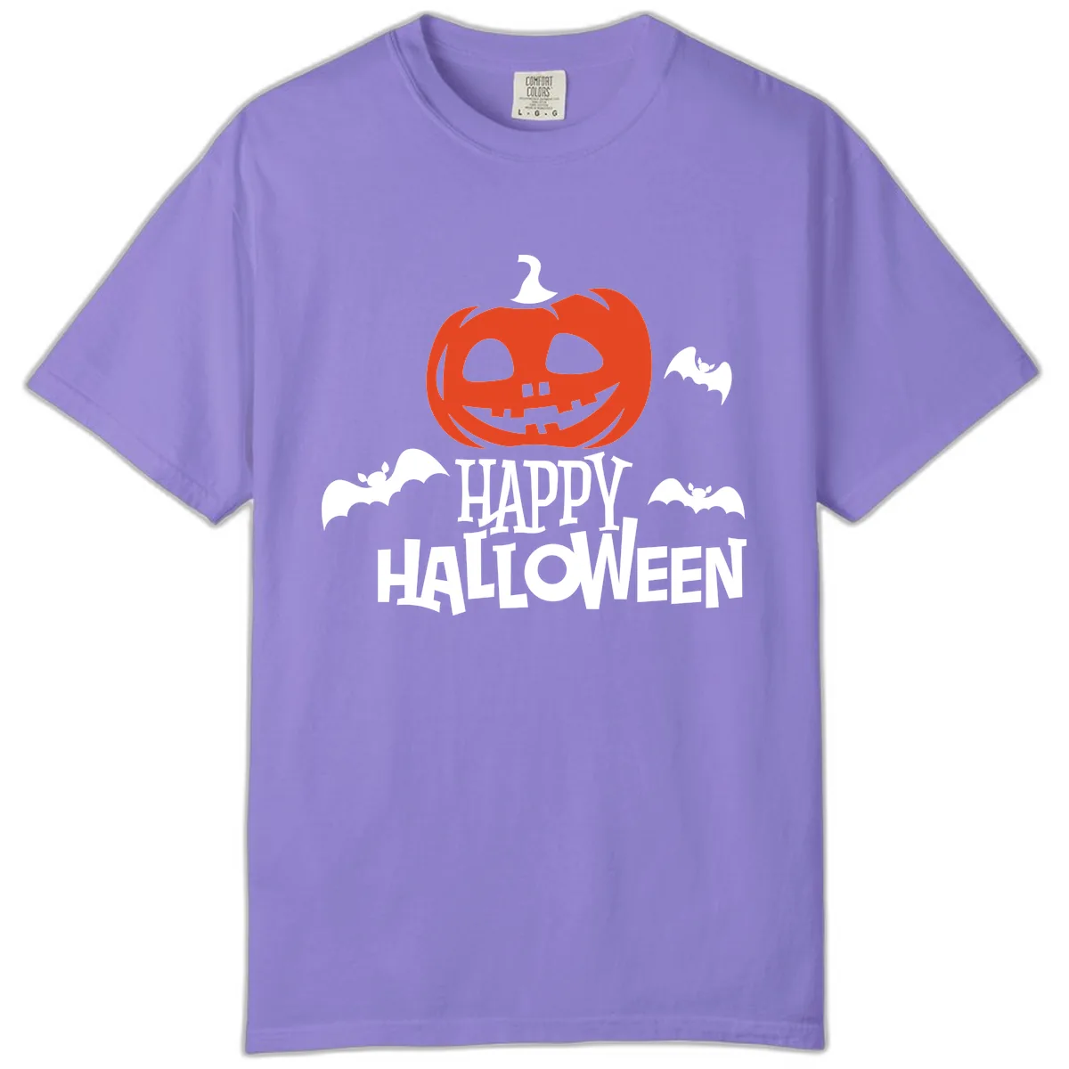 Happy Halloween Pumpkin Bats Comfort Color in Violet