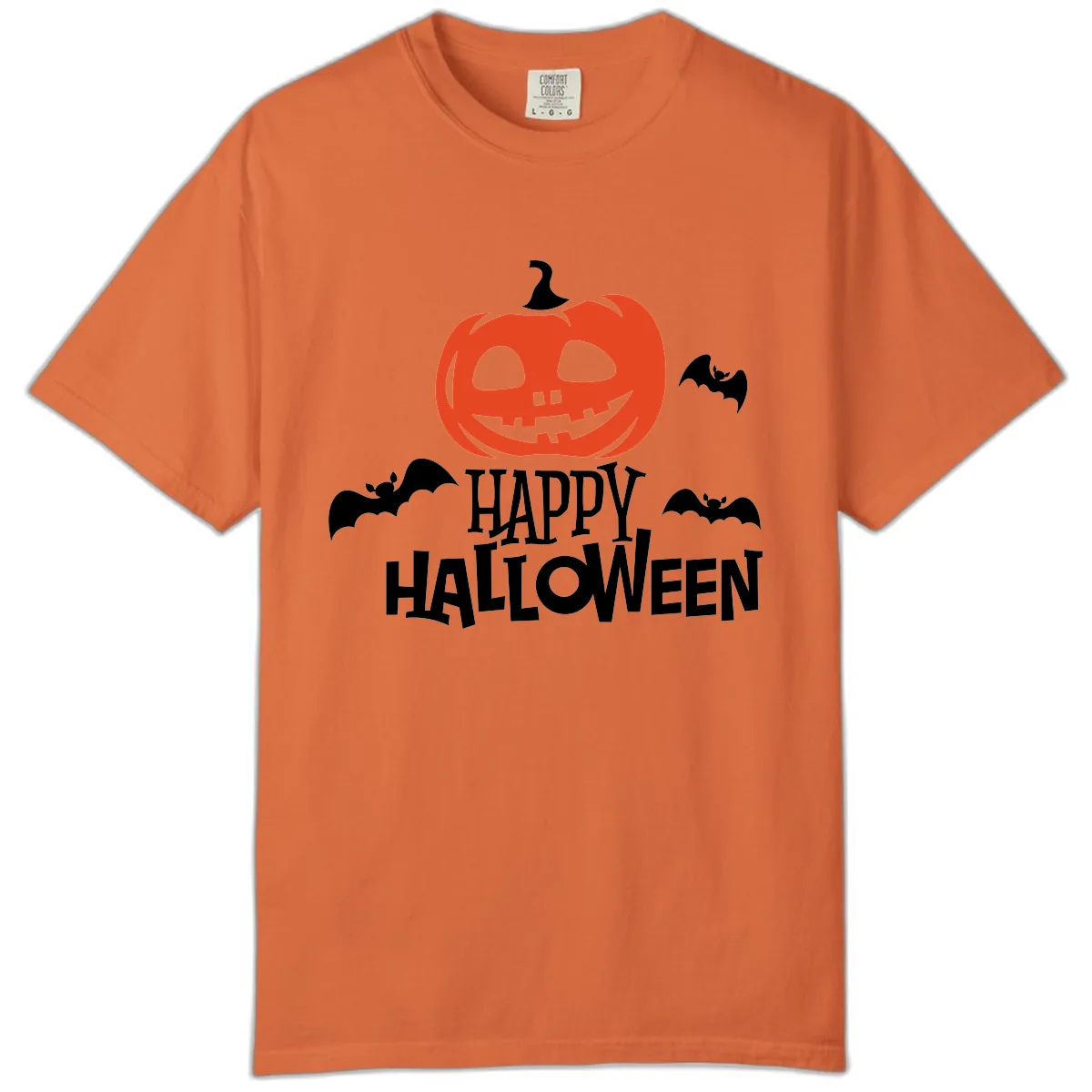 Happy Halloween Pumpkin Bats Comfort Color in Burnt Orange