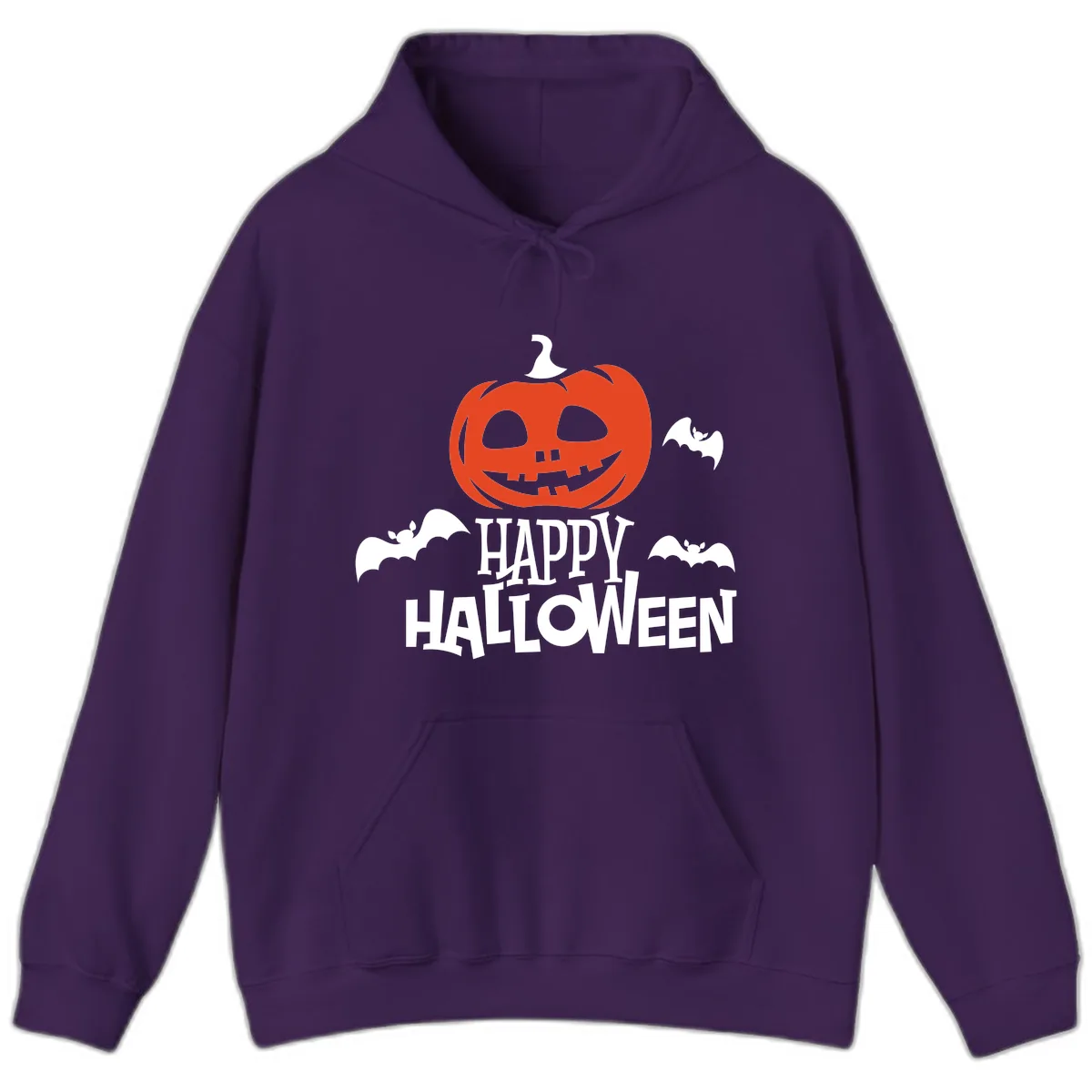 Happy Halloween Pumpkin Bats Hoodie in Purple