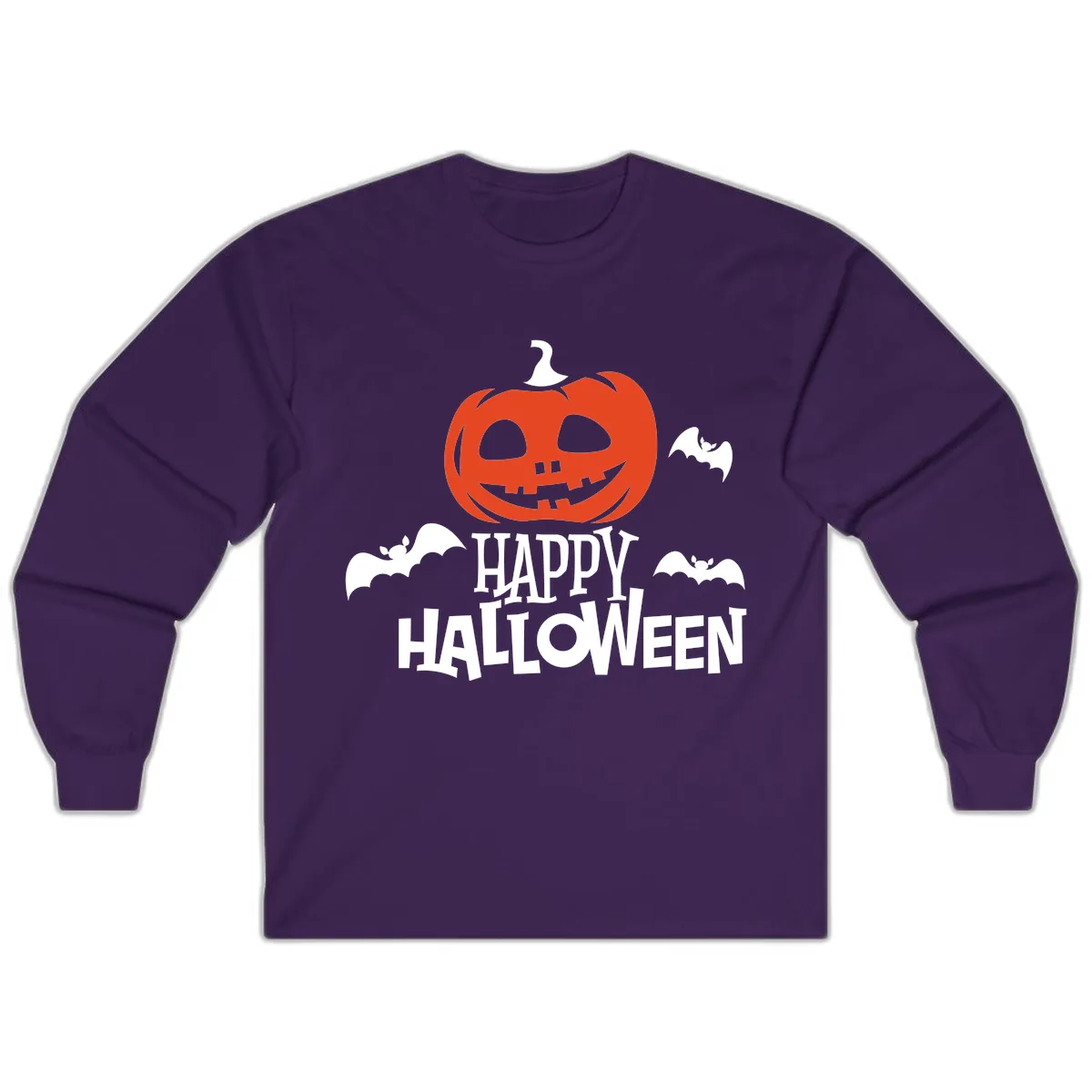 Happy Halloween Pumpkin Bats Long Sleeve in Purple