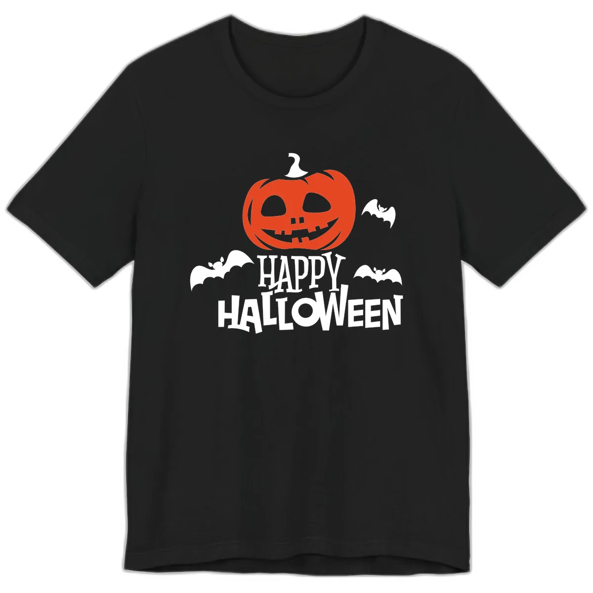 Happy Halloween Pumpkin Bats Premium T-Shirt in Black
