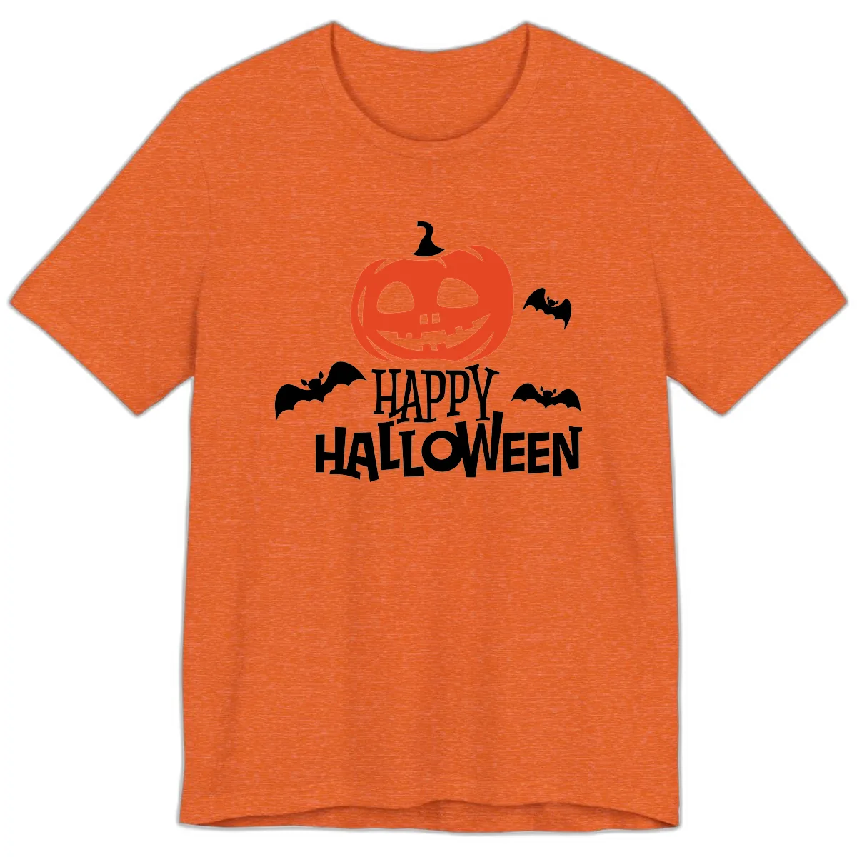 Happy Halloween Pumpkin Bats Premium T-Shirt in Heather Orange