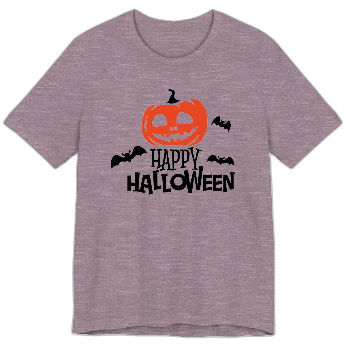 Happy Halloween Pumpkin Bats Premium T-Shirt in Heather Purple