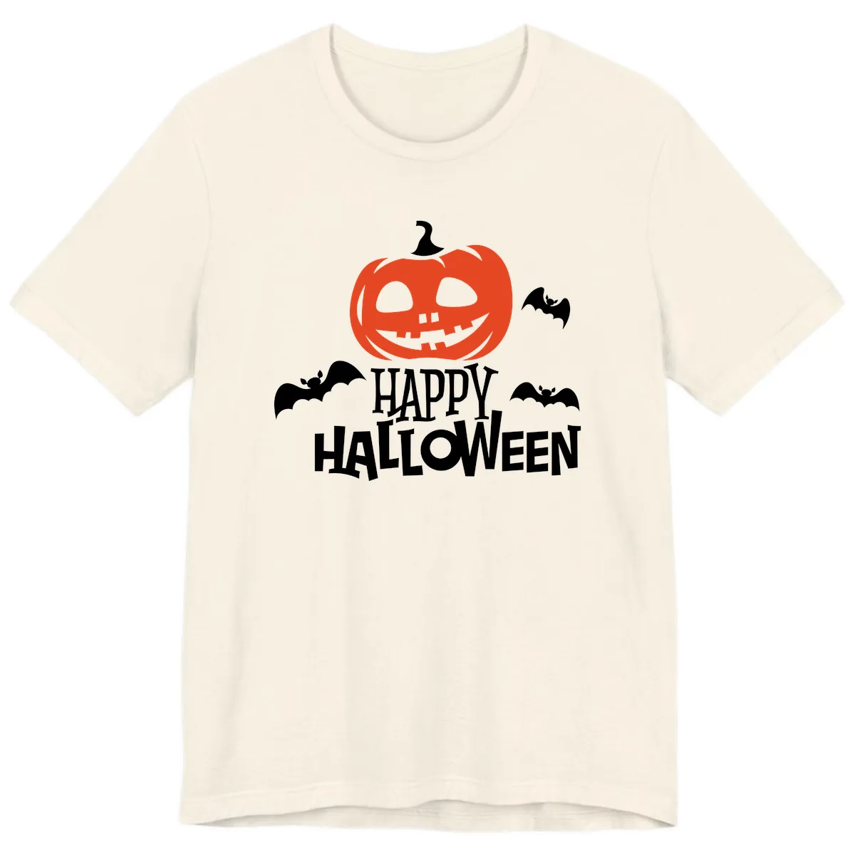 Happy Halloween Pumpkin Bats Premium T-Shirt in Natural
