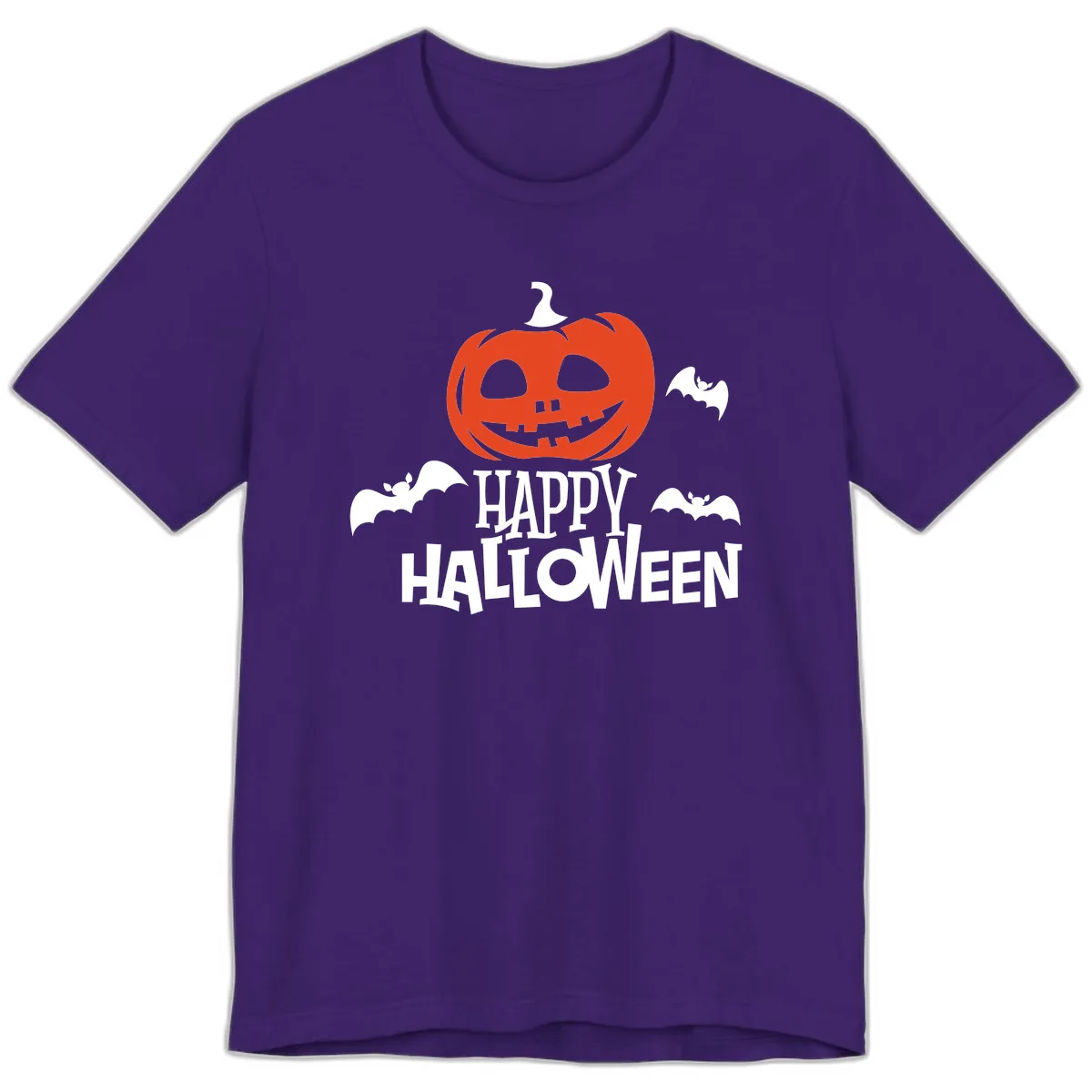Happy Halloween Pumpkin Bats Premium T-Shirt in Team Purple