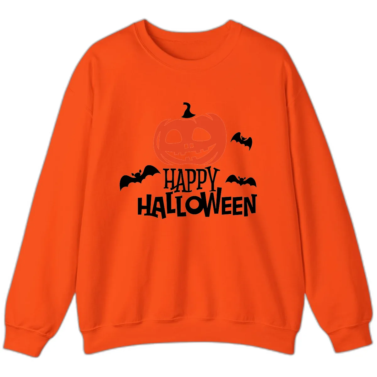 Happy Halloween Pumpkin Bats Sweatshirt in Orange