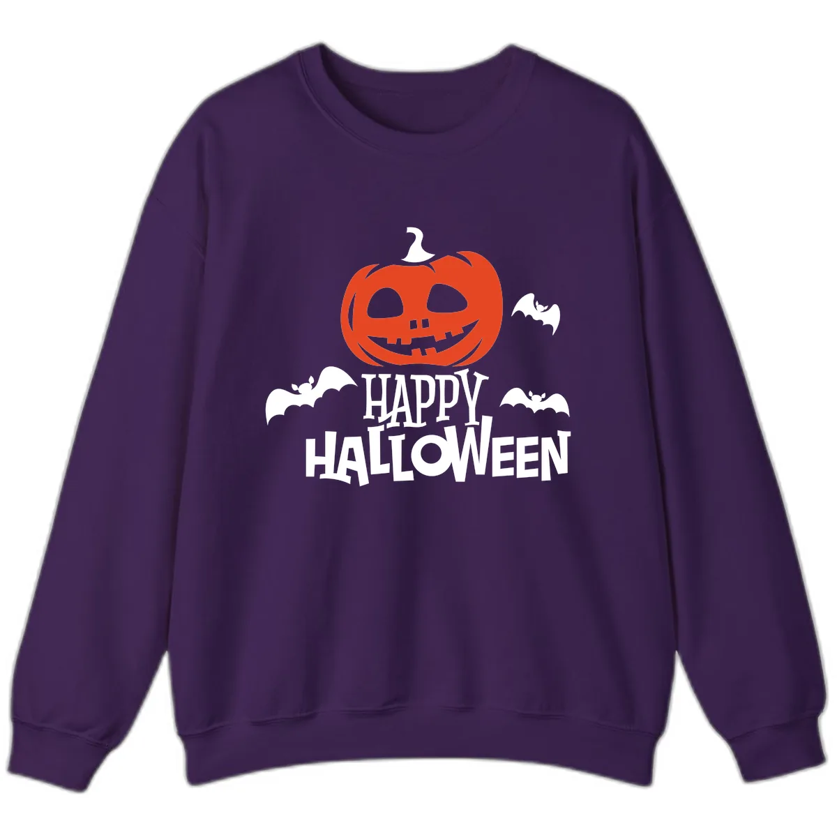Happy Halloween Pumpkin Bats Sweatshirt in Purple