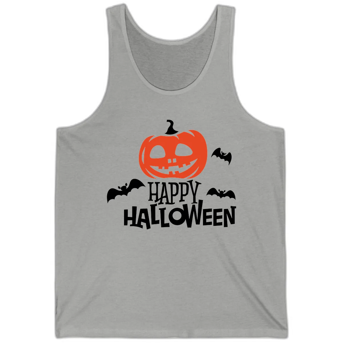 Happy Halloween Pumpkin Bats Tank in Athletic Heather