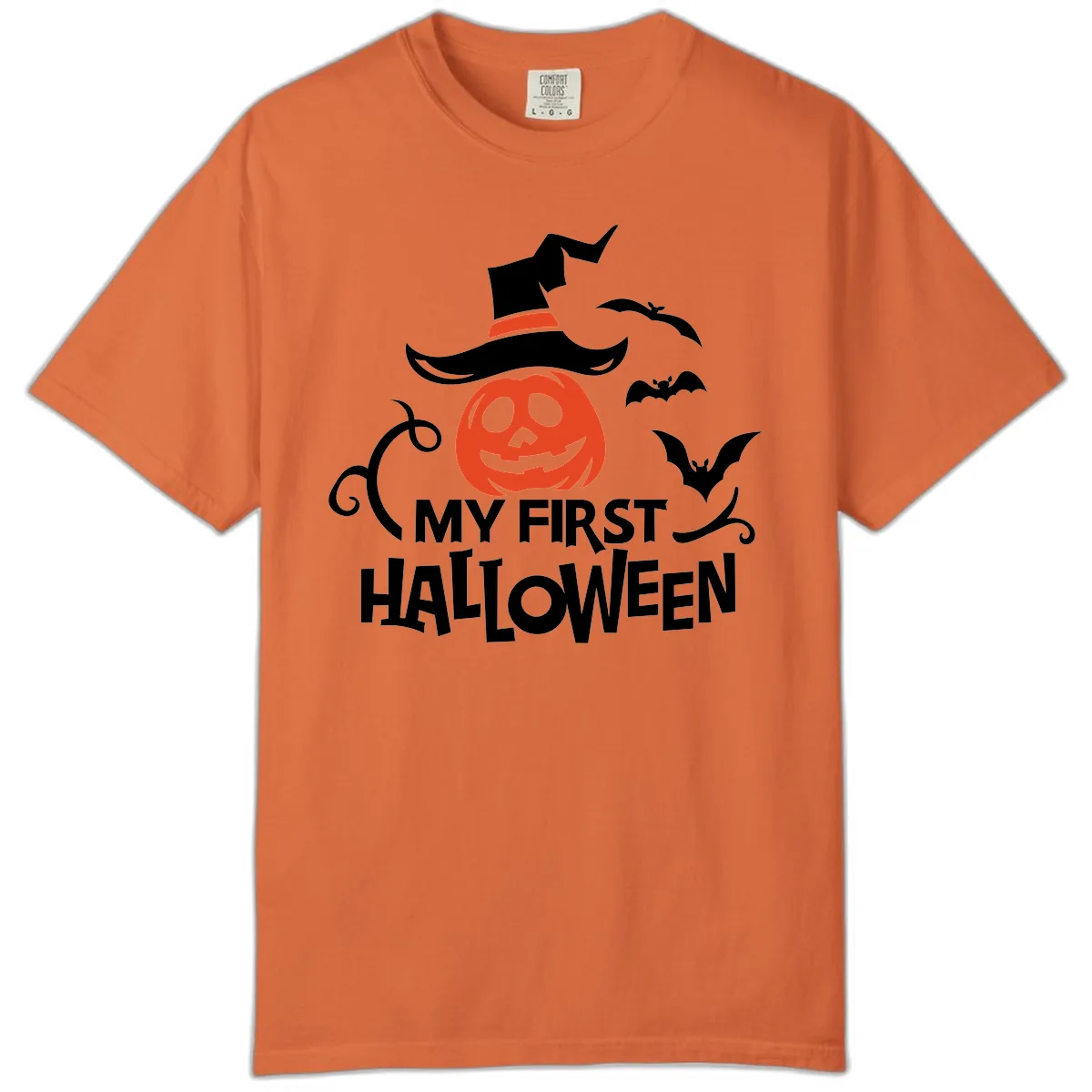 My First Halloween Pumpkin Design Comfort Color in Burnt Orange