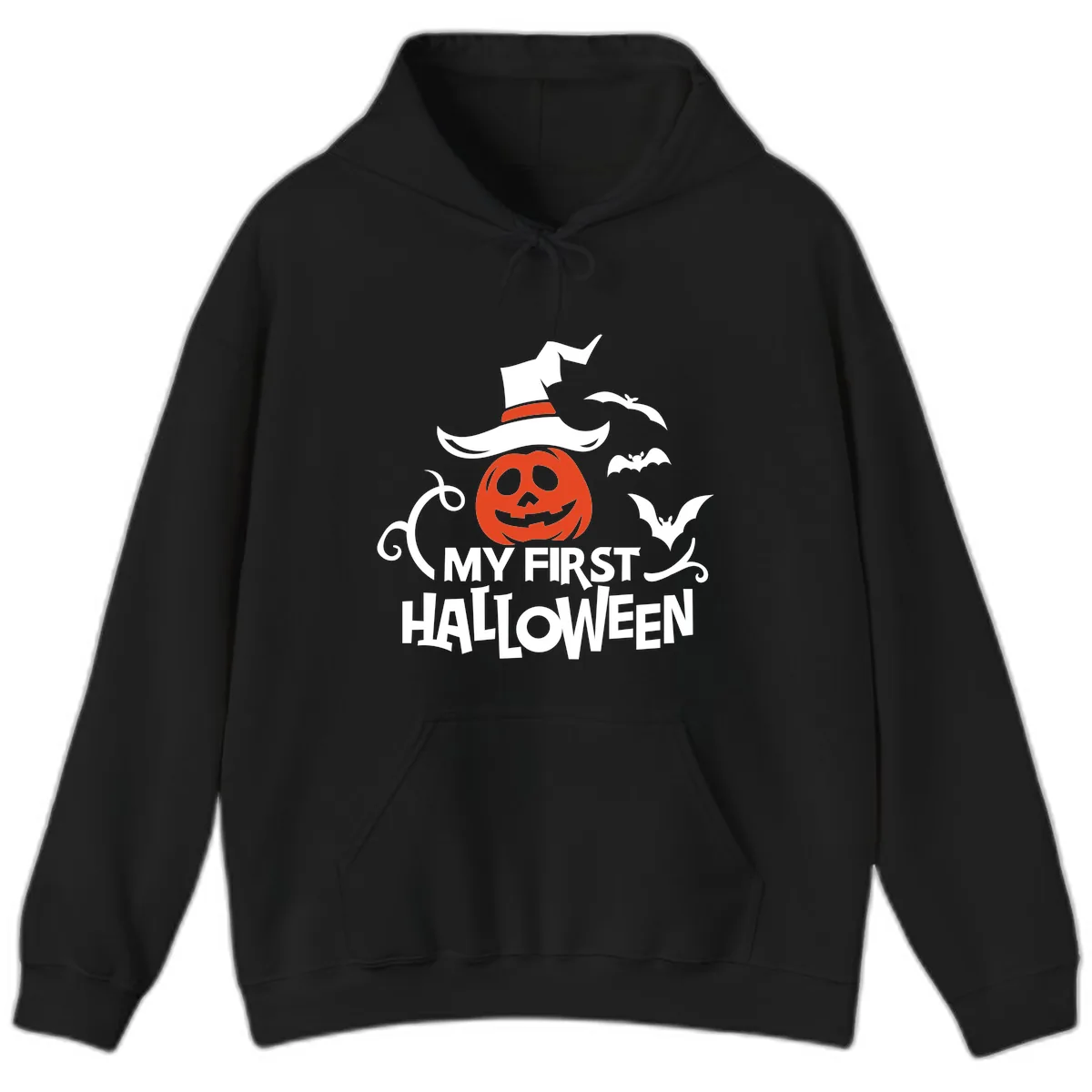My First Halloween Pumpkin Design Hoodie in Black