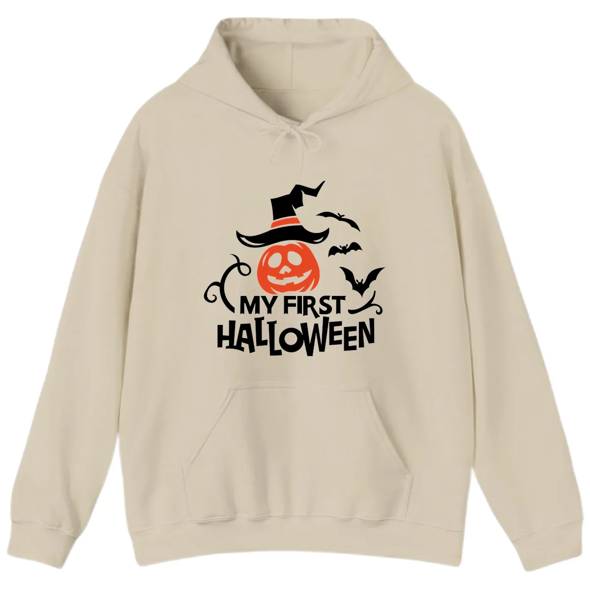 My First Halloween Pumpkin Design Hoodie in Sand