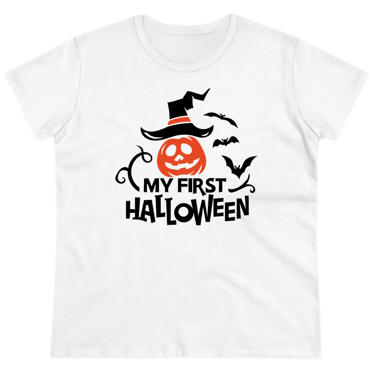 My First Halloween Pumpkin Design Ladies Tee in White