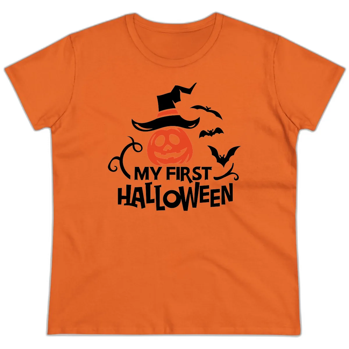 My First Halloween Pumpkin Design Ladies Tee in Orange