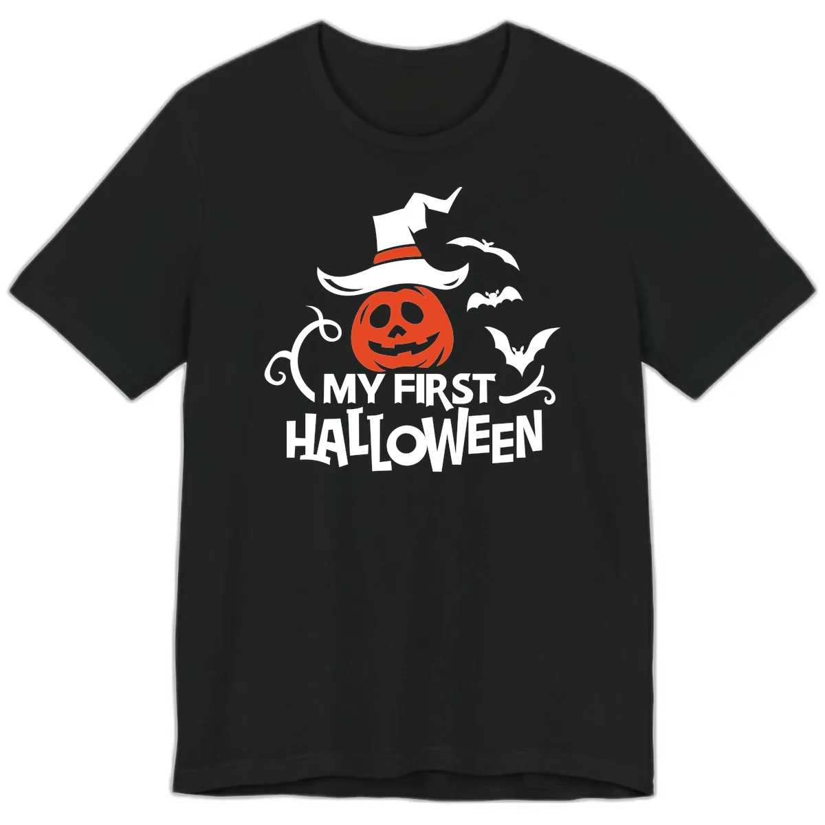 My First Halloween Pumpkin Design Premium T-Shirt in Black