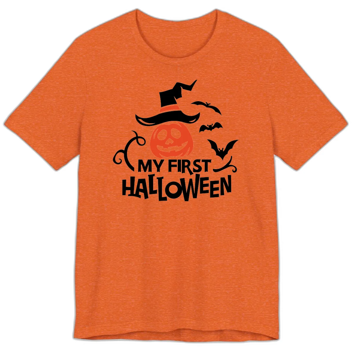 My First Halloween Pumpkin Design Premium T-Shirt in Heather Orange