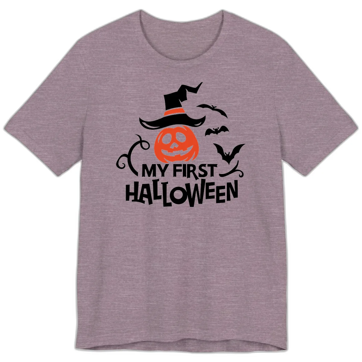My First Halloween Pumpkin Design Premium T-Shirt in Heather Purple