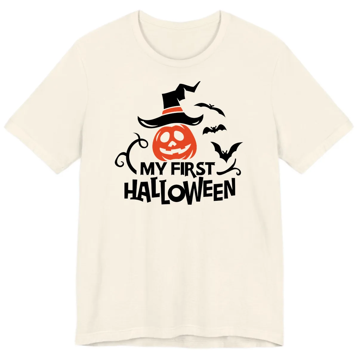 My First Halloween Pumpkin Design Premium T-Shirt in Natural