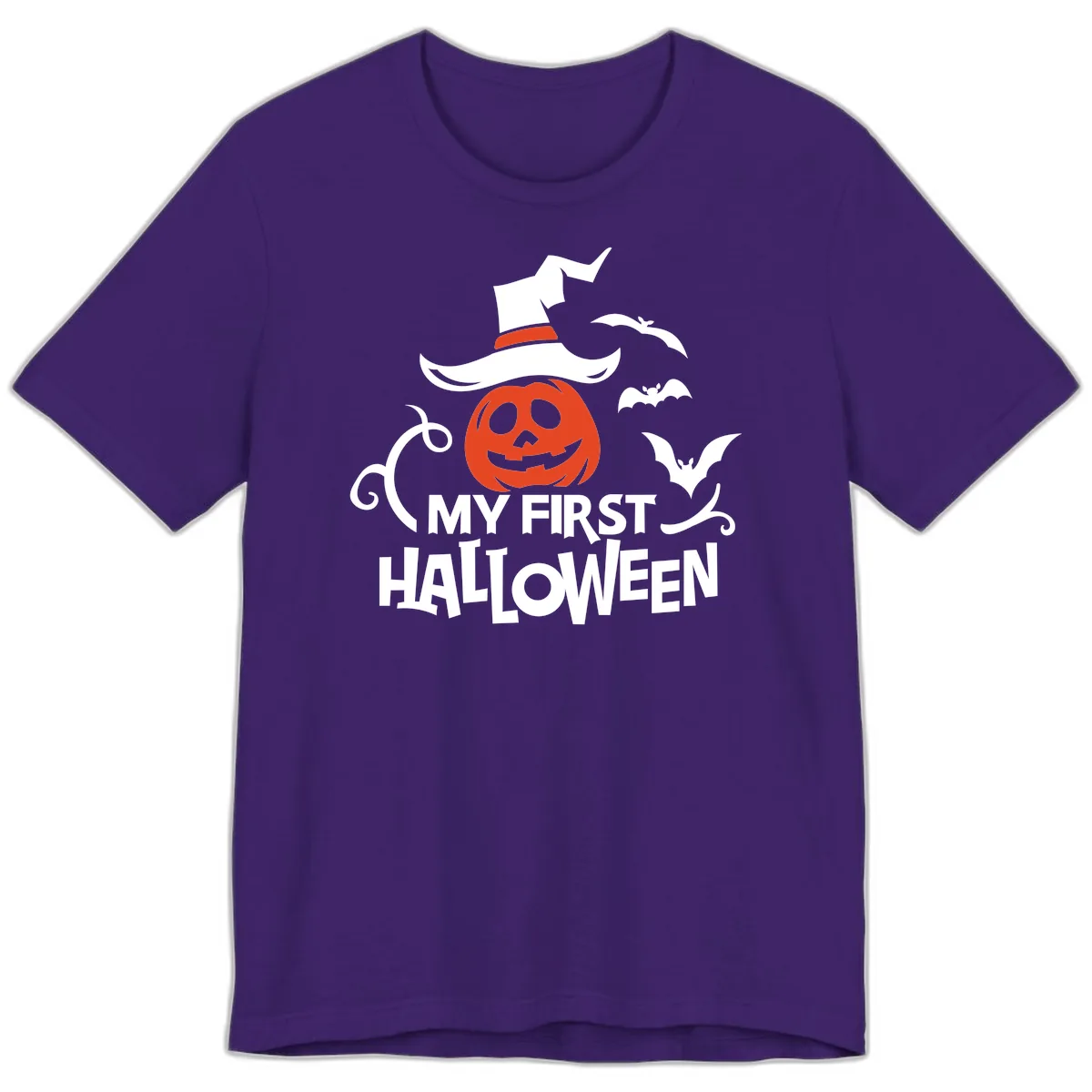 My First Halloween Pumpkin Design Premium T-Shirt in Team Purple