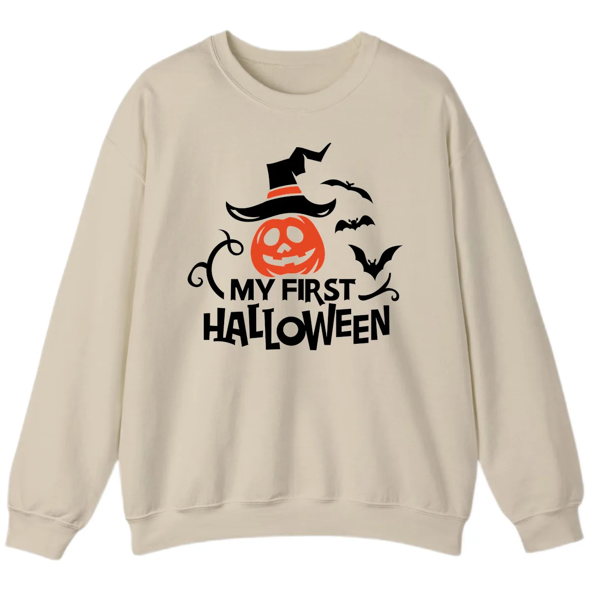 My First Halloween Pumpkin Design Sweatshirt in Sand