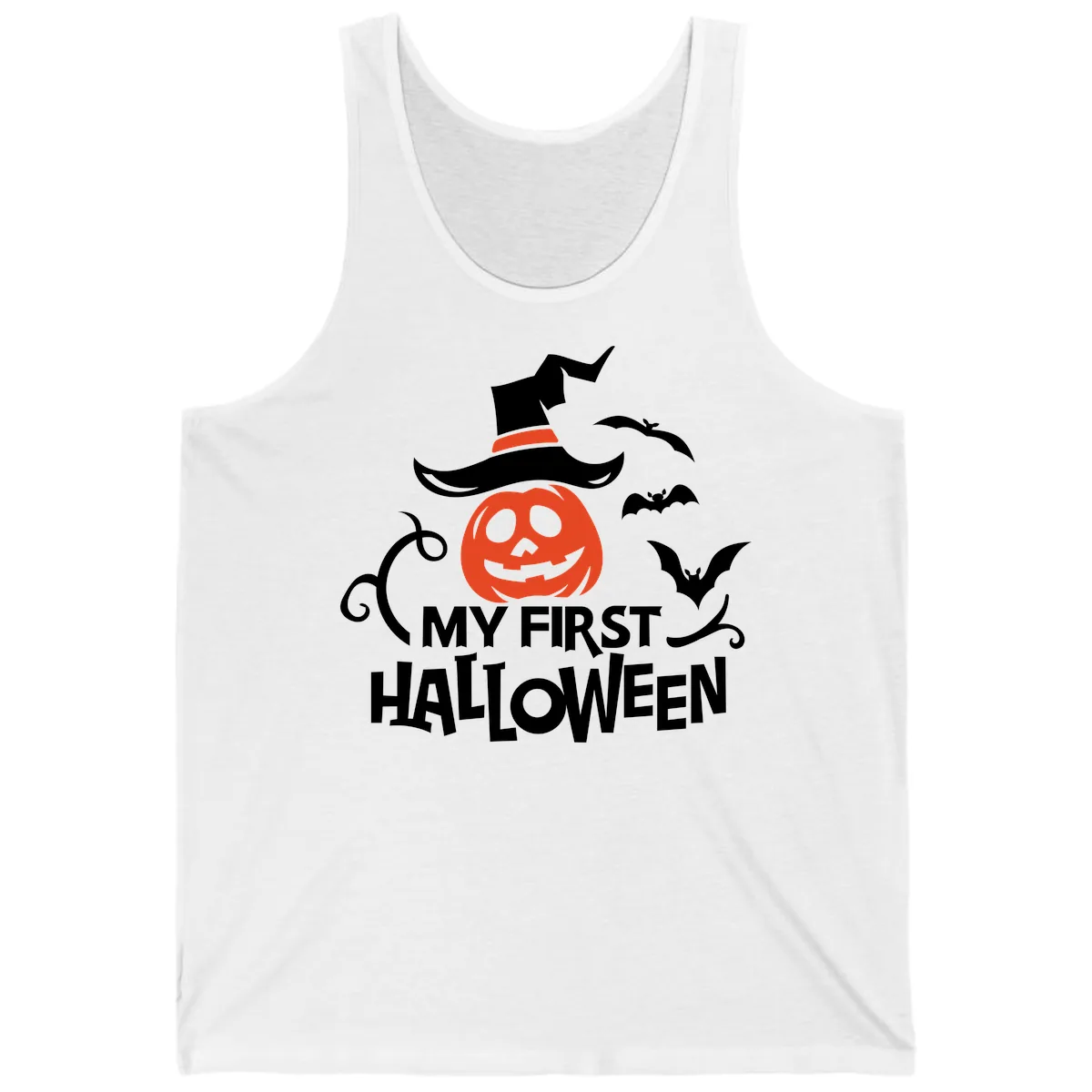My First Halloween Pumpkin Design Tank in White