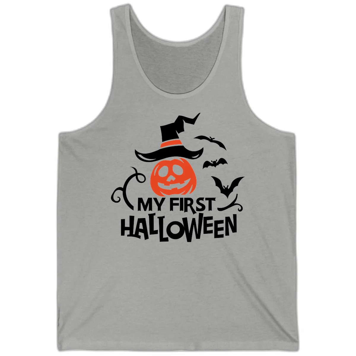 My First Halloween Pumpkin Design Tank in Athletic Heather