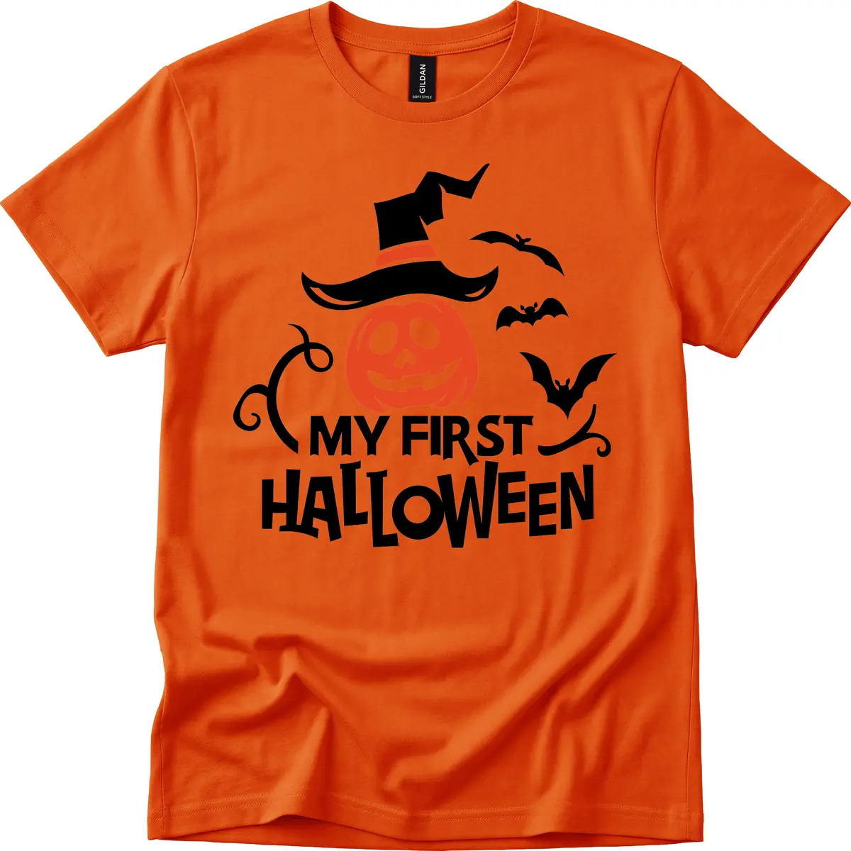 My First Halloween Pumpkin Design T-Shirt in Orange