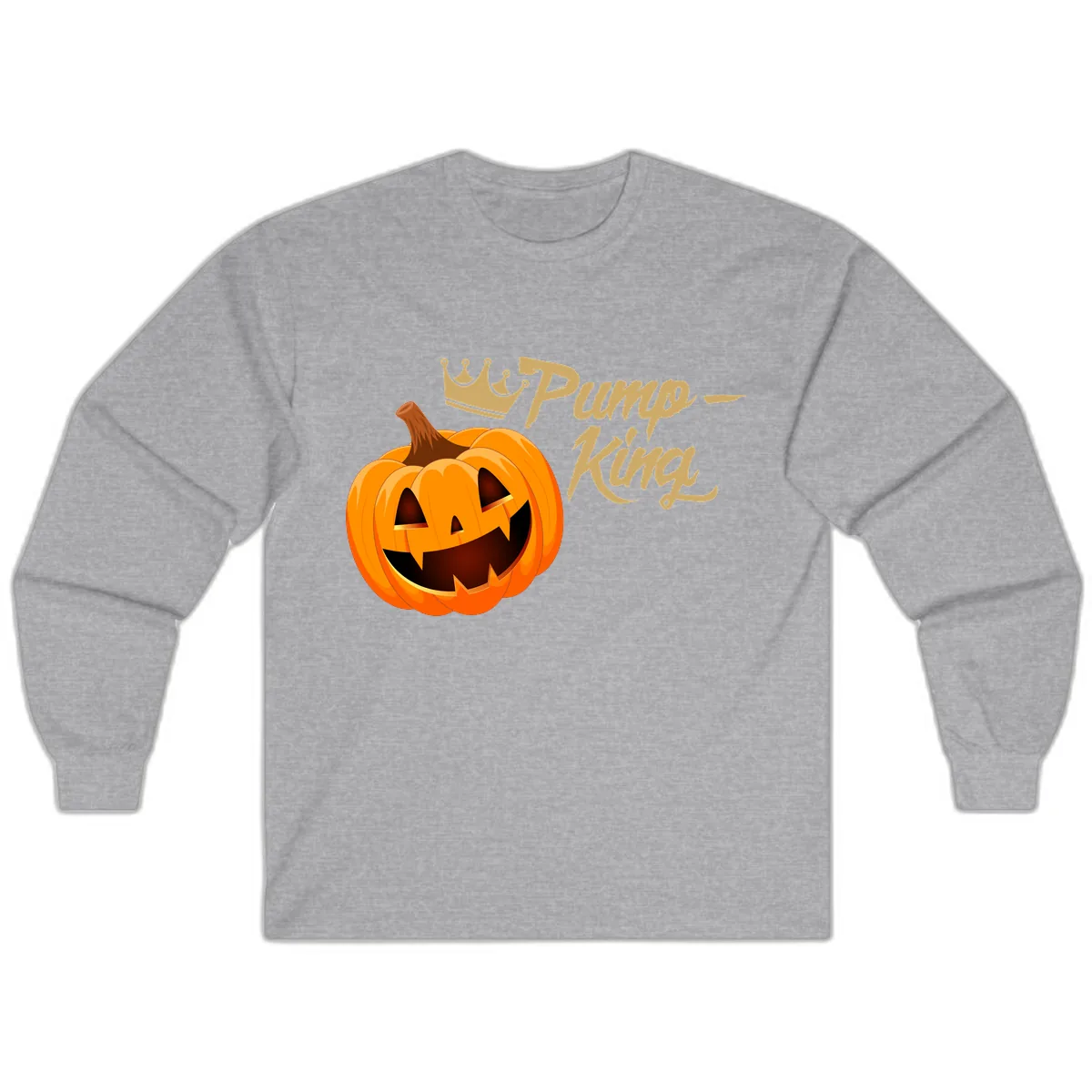 Pumpkin King Halloween Crown Long Sleeve in Sport Grey