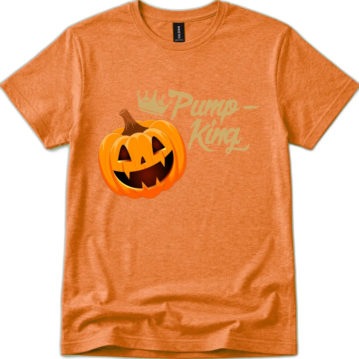 Pumpkin King Halloween Crown T-Shirt in Heather Orange