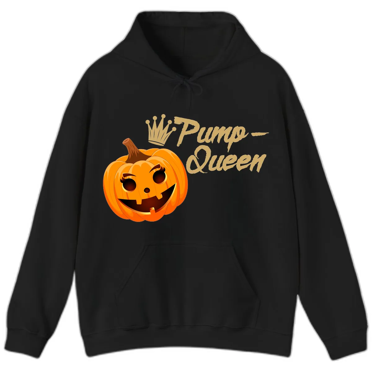 Pumpkin Queen Halloween Design Hoodie in Black