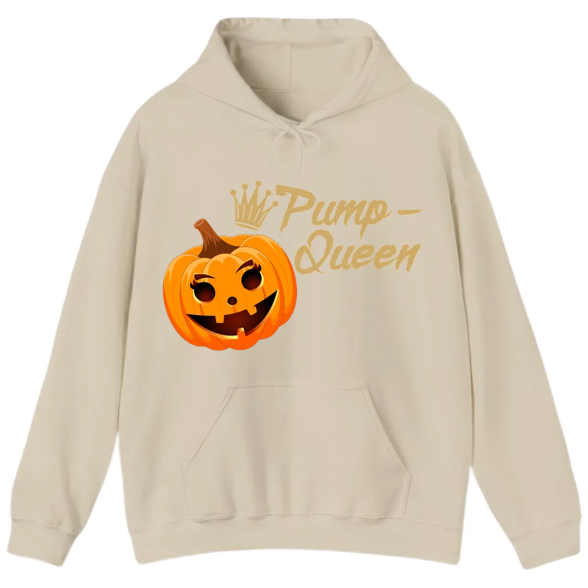 Pumpkin Queen Halloween Design Hoodie in Sand