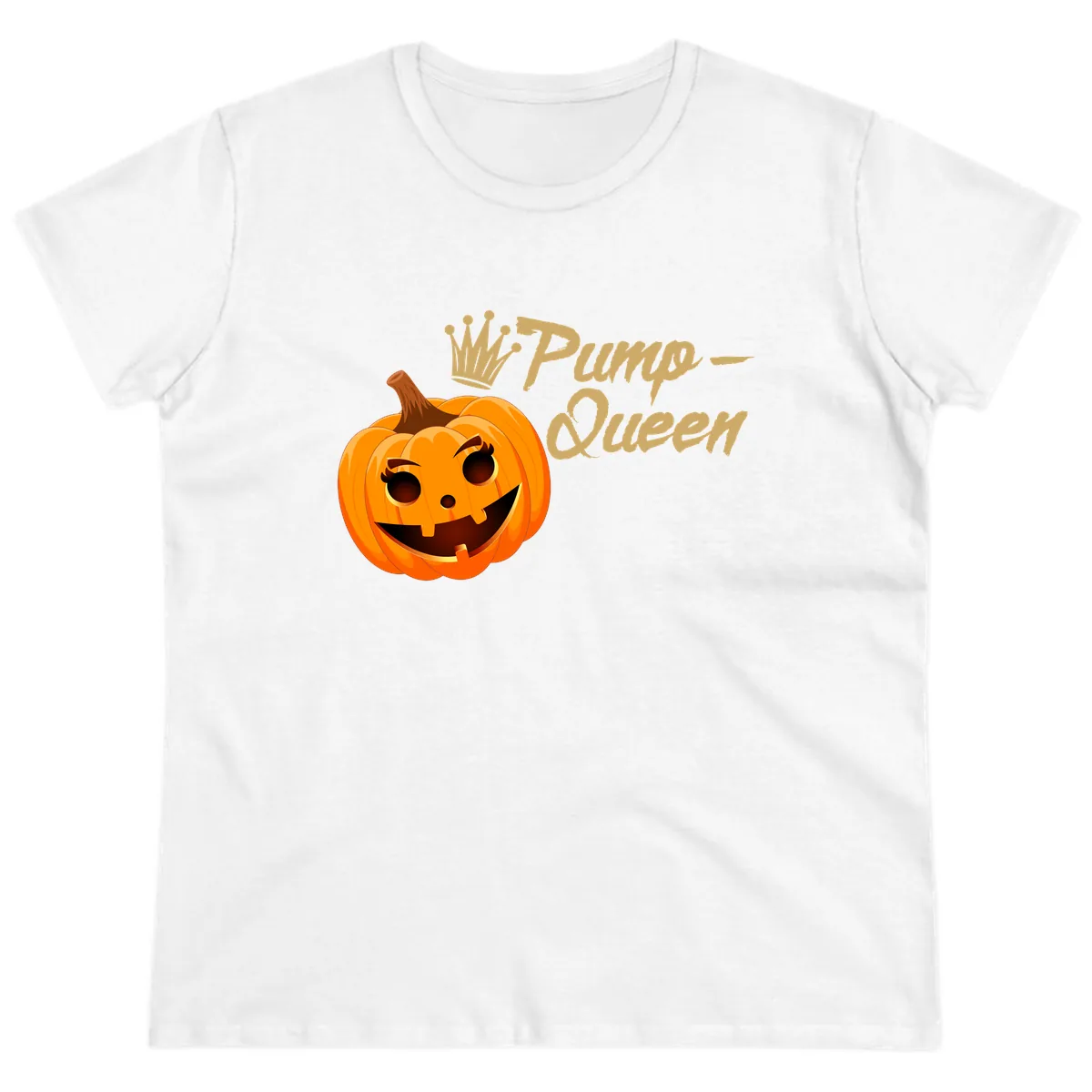 Pumpkin Queen Halloween Design Ladies Tee in White