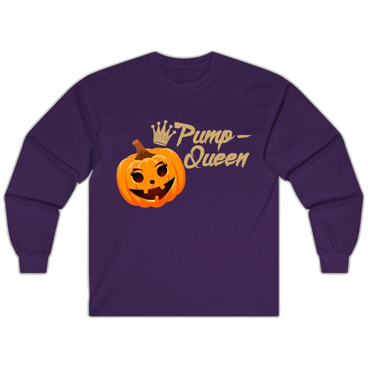 Pumpkin Queen Halloween Design Long Sleeve in Purple