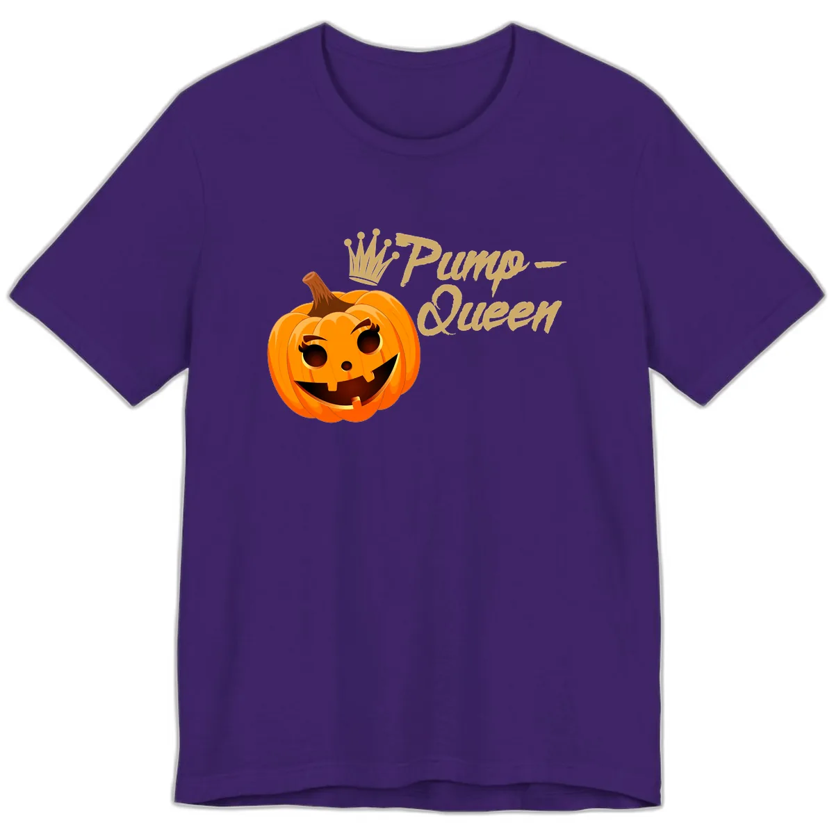 Pumpkin Queen Halloween Design Premium T-Shirt in Team Purple