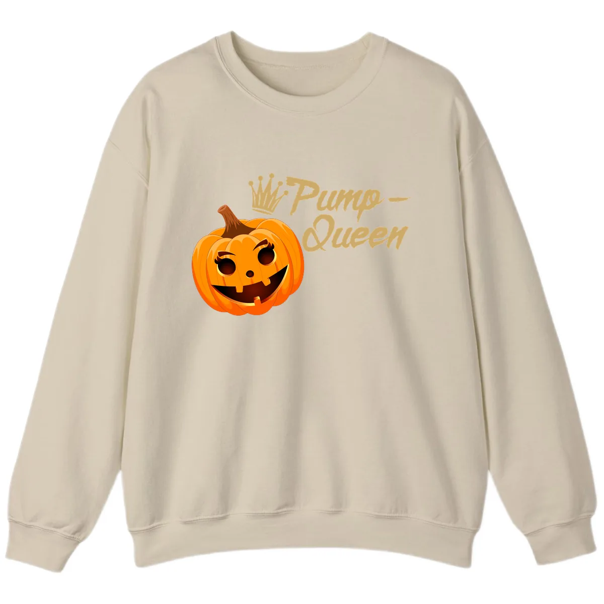 Pumpkin Queen Halloween Design Sweatshirt in Sand