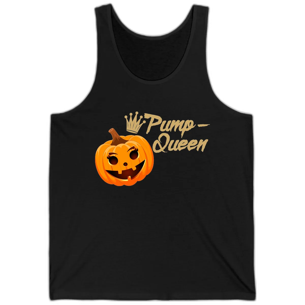 Pumpkin Queen Halloween Design Tank in Black